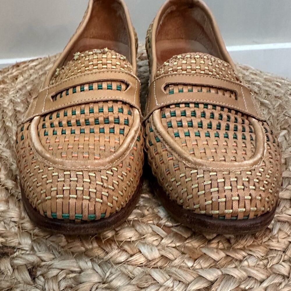 Amberone Woven Leather Loafers – Tan Multicolor Basketweave – Size 36 1/2 US 6 - Picture 3 of 10